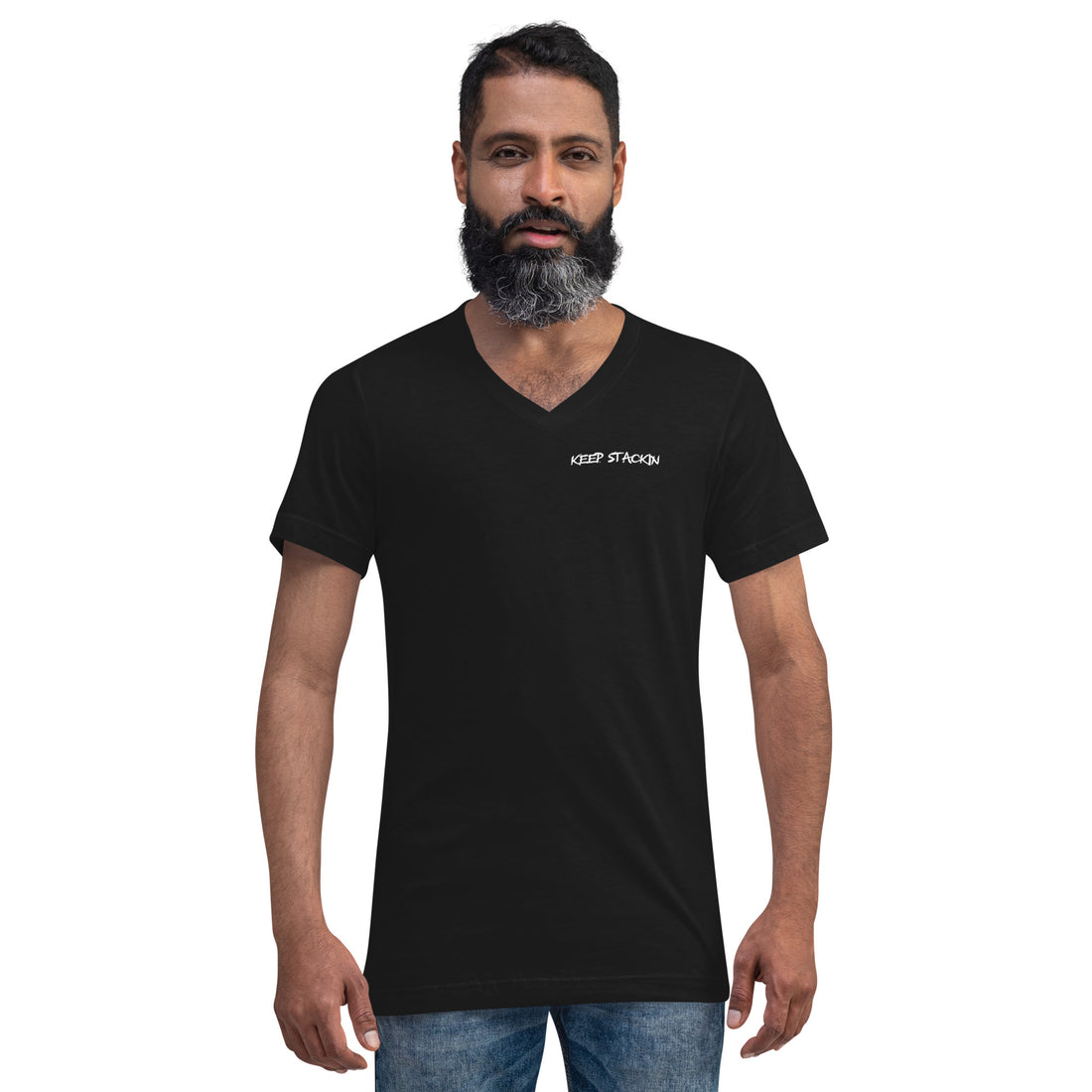 Unisex Short Sleeve V-Neck T-Shirt Keep Stackin