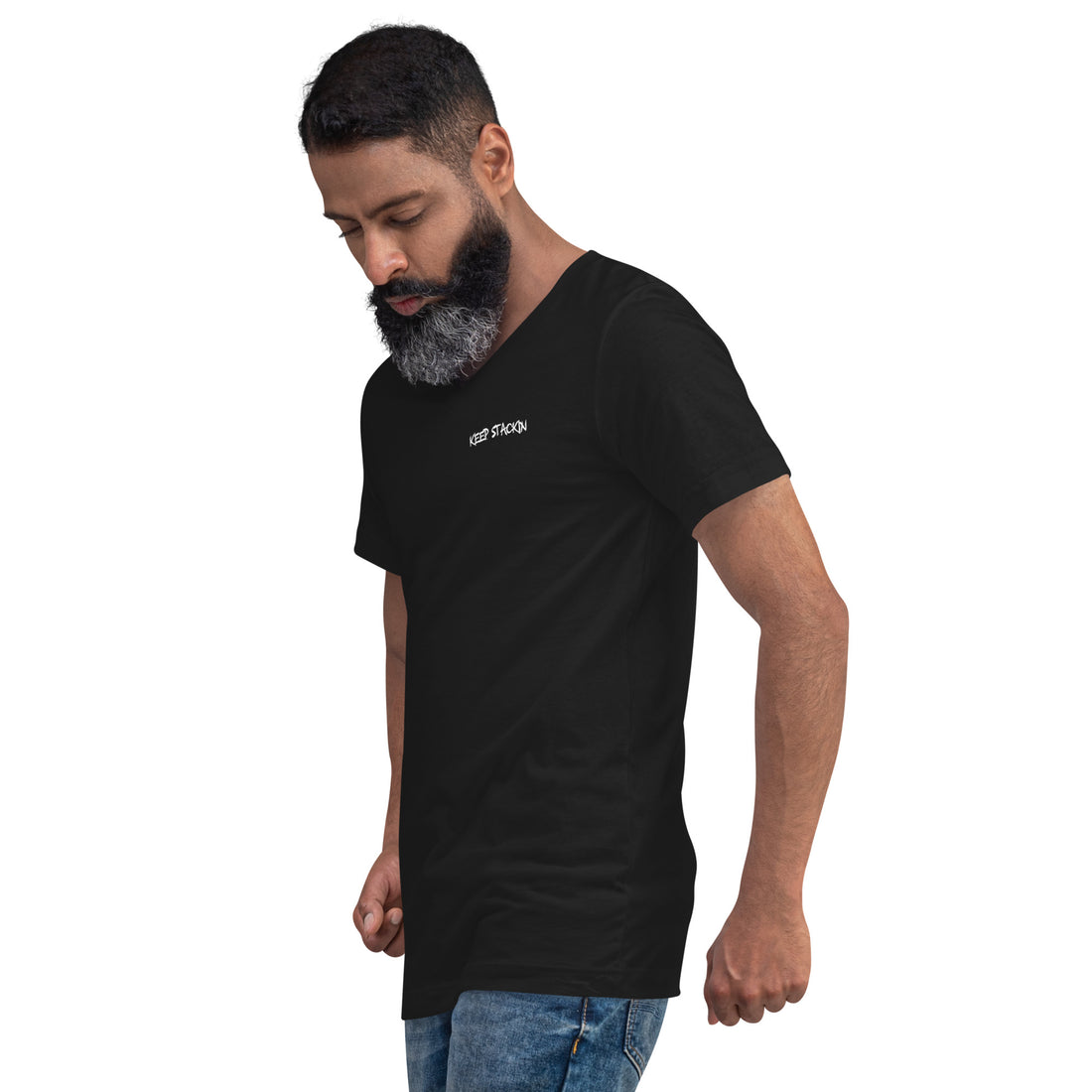 Unisex Short Sleeve V-Neck T-Shirt Keep Stackin